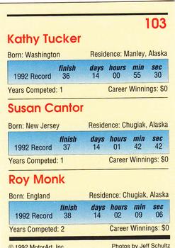 1992 MotorArt Iditarod Sled Dog Race #103 Kathy Tucker / Susan Cantor / Roy Monk Back